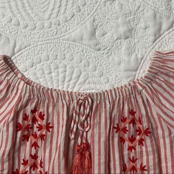 GB girls red & white stripe embroidered dress - Picture 5 of 8